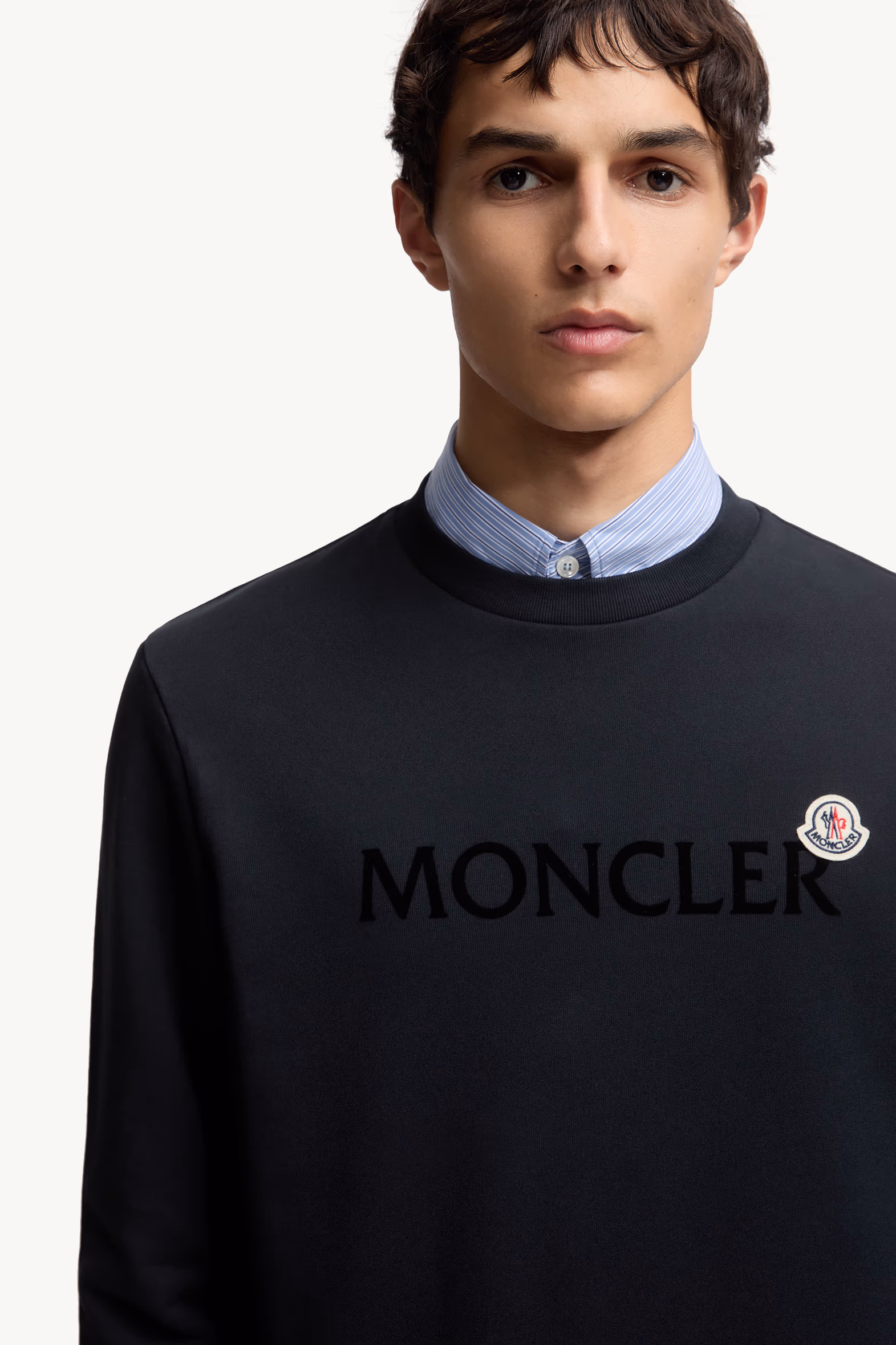 Sweat en coton avec logo Hommes Bleu Nuit Moncler 6